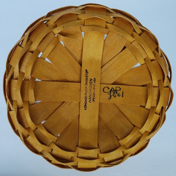 Longaberger 2001 Small Round Basket With Leather Handles - Picture 6 of 13